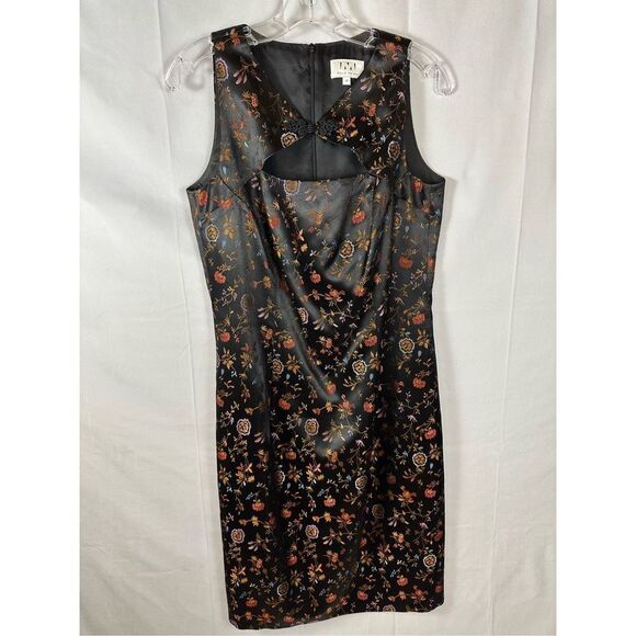 David Meister Dress Asian-Inspired Black Embroidered Floral Frog Closure 12 - Picture 1 of 10